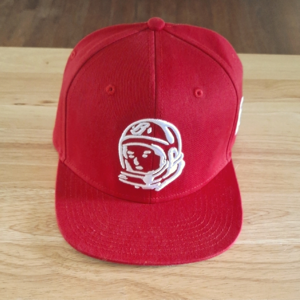 Billionaire Boys Club Red and White Snapback Hat with Astronaut Logo